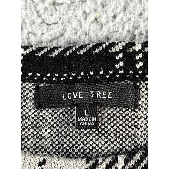 Love Tree Sweater Women Large Cropped Tartan Plaid Long Sleeve y2k Academia - Picture 3 of 7